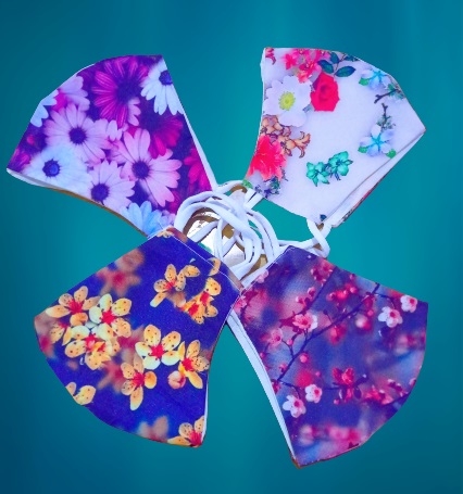 Attractive Cotton Printed Flower Design Mask ( Combo of 4 Masks)