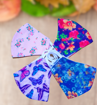 Cotton Printed Flower Design Mask ( Combo of 4 masks)